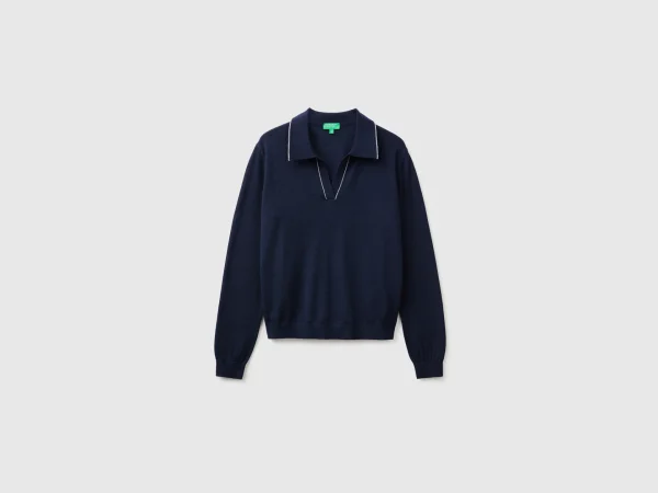 Polo tricoté en pure laine mérinos