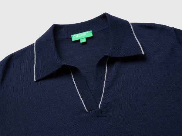 Polo tricoté en pure laine mérinos