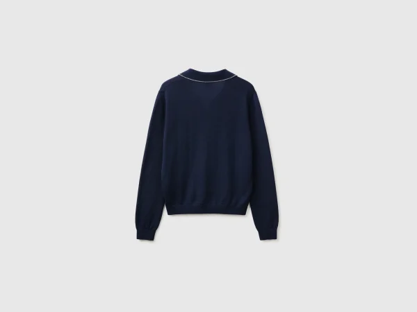 Polo tricoté en pure laine mérinos